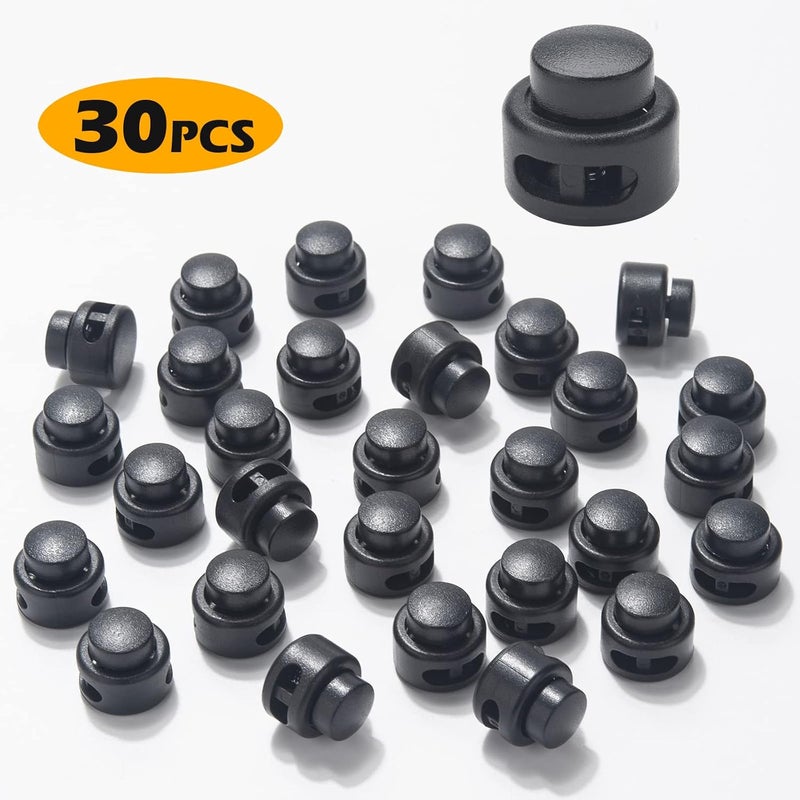 Coowayze 30 PCS Heavy Duty Double Hole Cord Locks for Drawstring, Spring Toggle Stoppers for No Tie Shoelaces Paracord Hoodies Pants - Image 3